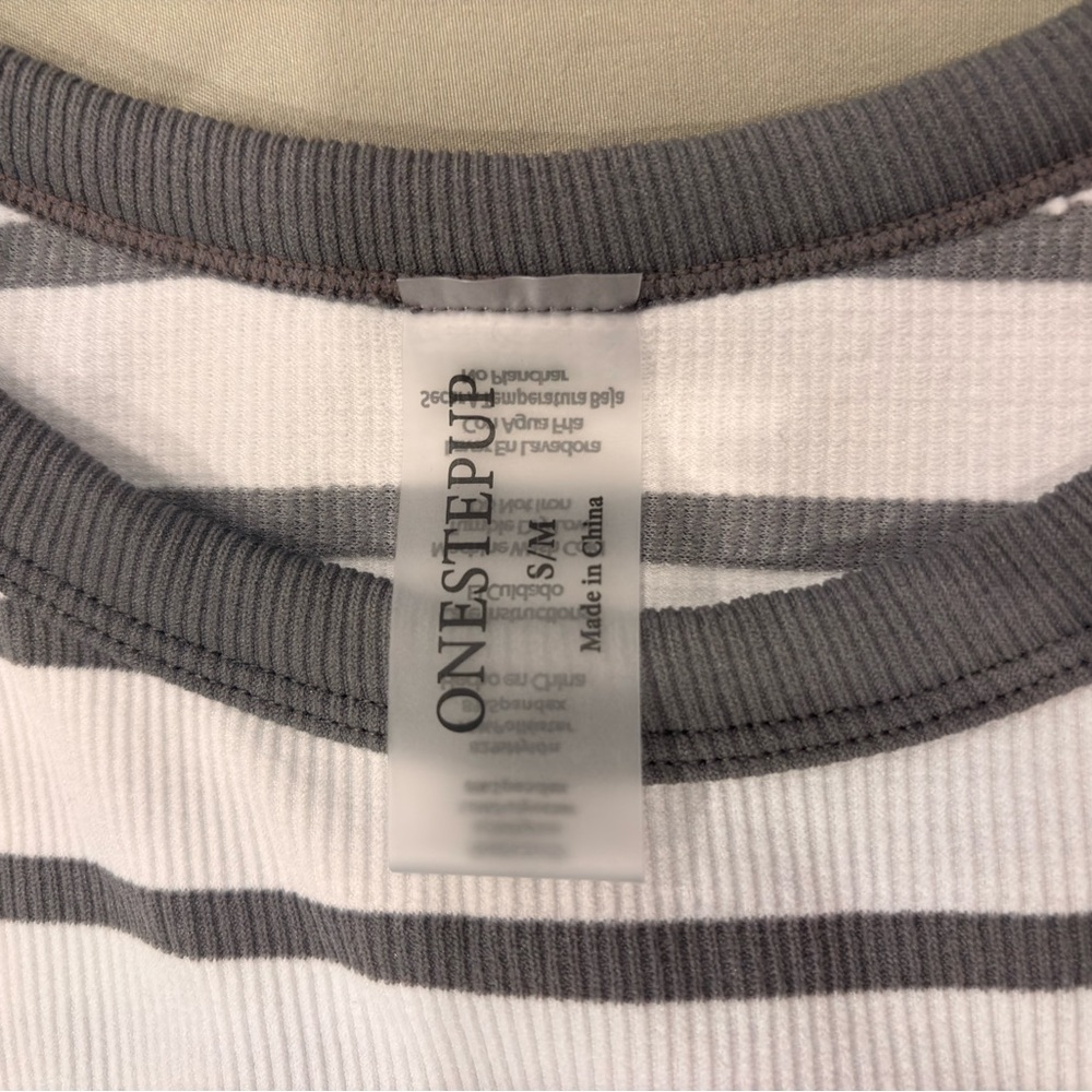 One Step Ahead Kids T-Shirt - White and Black Stripes - Picture 2 of 4